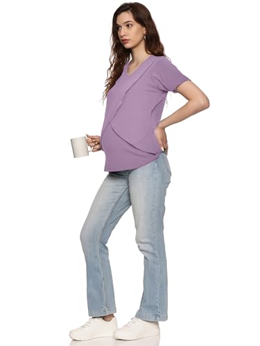 Image of Maternity Feeding Tops Without Zip for Women, Feeding Coverup Pregnancy Tshirt,Feeding T-Shirt for Easy Nursing & Breastfeeding, Maternity Top for Mothers