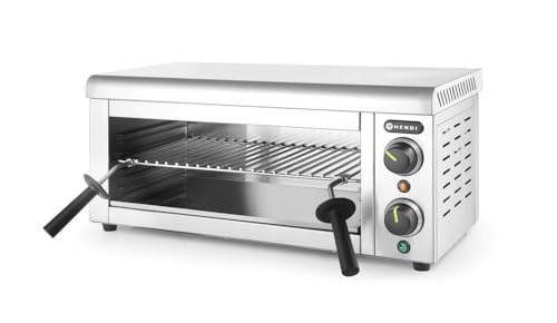 HENDI Salamander zur Wandmontage, Elektrogrill, Elektro-lift, Entspricht IPX4-Norm, Einstellbar von 50°C, 300°C, 4 mögliche Gitterhöhen, 230V, 2000W, 610x310x(H)280mm, Edelstahl