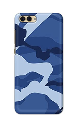 Image of Printed Hard Back Cover Case for Honor View 10 | Honor V10 Back Cover (Army Blue Pattern) -702