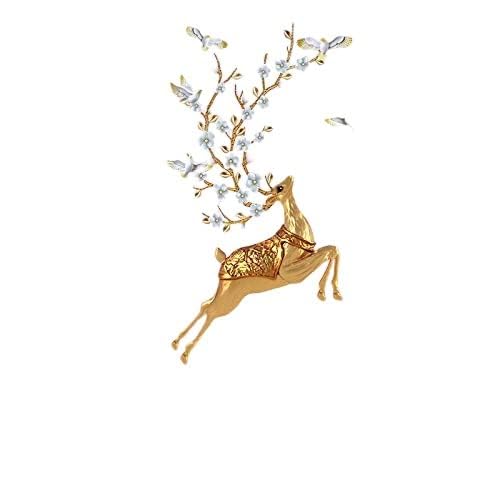 Image of Oren Empower DIY Golden Forest Deer Wall Stickers for Bed Room, Living Dinning Room /Decorative Self Adhesive PVC Vinyl Resuable Animals Wallpaper - Multicolor (60 X 90 CM)