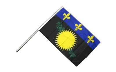 Drapeau France Guadeloupe sur hampe 60x90 cm prêt à brandir en défilé