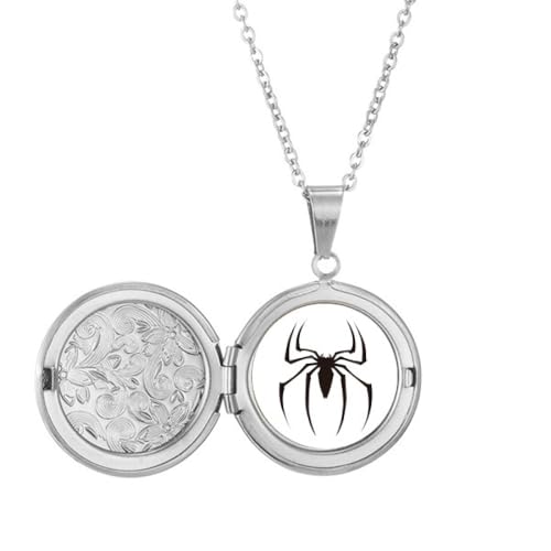Collier médaillon araignée noir aux finitions soignées pour photo souvenir