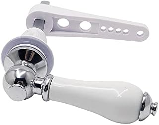 Ceramic Toilet Cistern Lever Flusher | Traditional Victorian Style | Real Ceramic White LOO Cistern Lever Flush Handle | WC Lavatory Flush | Chrome Finish