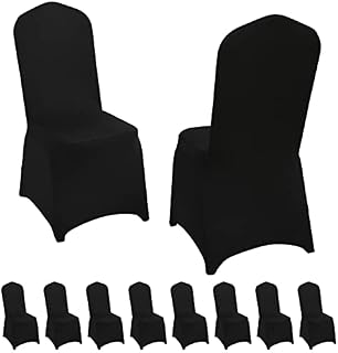 Teruntrue 10 Pcs Black Chair Covers Wedding Stretch Spandex for Dining Room Universal Fitted Chair Covers for Wedding Dining Event Slipcovers Chair Cover Birthday Banquet Party Celebration