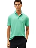 Tommy Hilfiger Men's Regular Short Sleeve Cotton Pique Polo Shirt in Classic Fit, Turquoise, LG