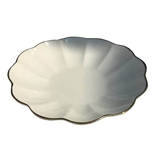 SOLUSTRE 1Pc Elegant Ceramic Dessert Display Stand Chic Cake Tray for Weddings Parties and Home Decor Storage for Cakes Candies and Jewelry White Trim