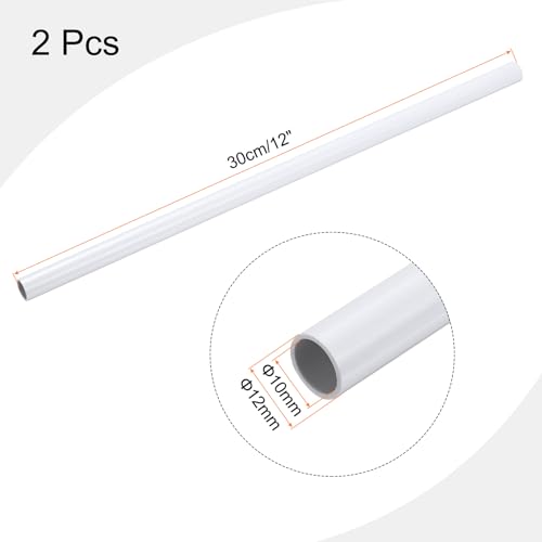 QUARKZMAN 2 Stück PVC Rohr, Durchmesser 10mm Länge 300mm Rund Kunststoffrohr für Garten, Aquarium, Wasserleitung, Kabelkanal, lüftungsrohr（Weiß）