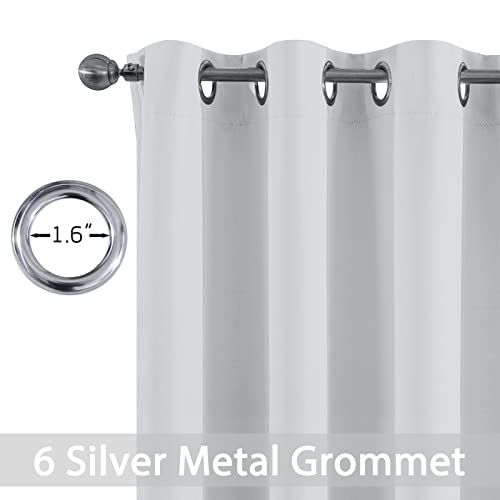 Yakamok Room Darkening Blackout Curtains for Bedroom,Thermal Insulated Grommet Top Window Drapes for Living Room,42W x 63L,Greyish White,2 Panels