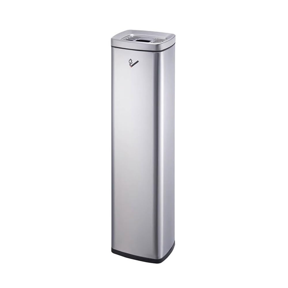 Stand ashtray Hotel Lobby Smoke Extinguishing Column, Outdoor Standing Cigarette Butt Collection Bucket Pillar(Silver)