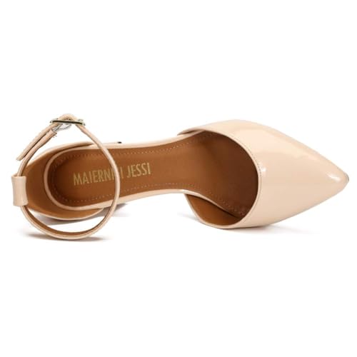 Image of MAIERNISI JESSI Unisex Men's Women's Pointed Toe Ankle Strap Pumps, 2.17 Inch Block Heel, D'Orsay Style