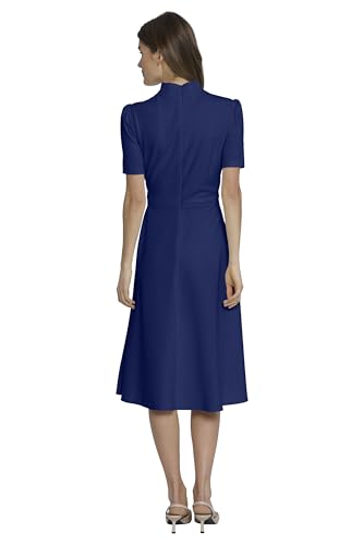 Image of Maggy London Women's Crepe Fabric Flight Attendant Bow Neck Tie Short Sleeve A-line