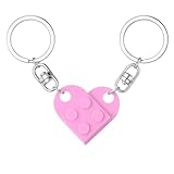 MPK Brick Matching Couple Heart Keychain for Boyfriend Girlfriend Valentines Day Stuff Him Friends Love Set Gifts (light pink)
