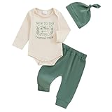 Socutebabe Newborn Baby Fall Clothes New To The Camping Crew Outfit Long Sleeve Romper Pants Set Infant Boy Girl 3pcs (Green, Newborn)