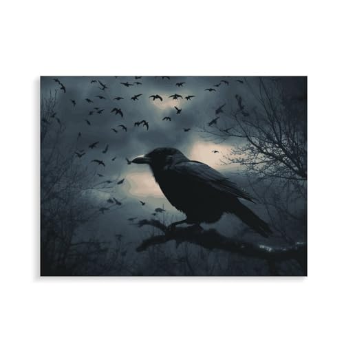 Peinture par numéros corbeau de nuit anti-stress toile tendue facile adulte