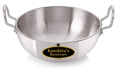 Kanshita’s Rasoiware Aluminium Induction Bottom Kadai with Steel Handle, (4 Liter)