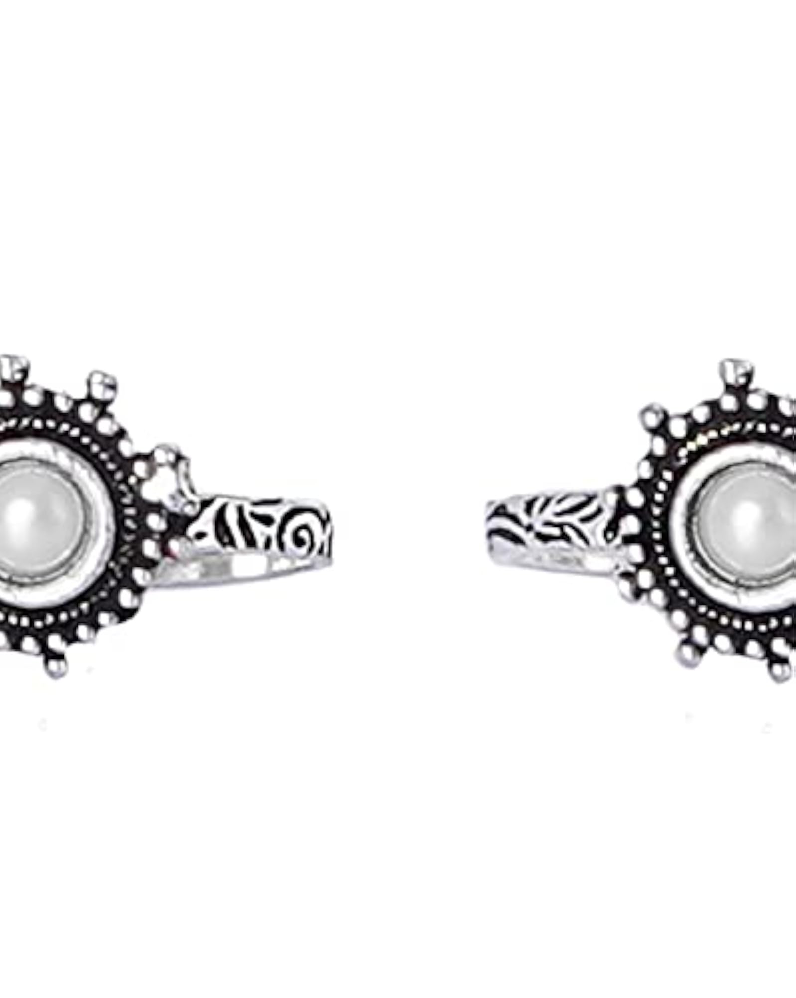 Vihana White Stone Silver Oxidised Toe Rings for Women