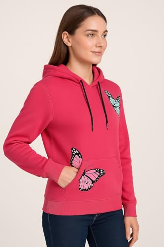 Image of Raves Womens Stylish Printed Hoodie | Trendy Cotton Fleece Hooded Sweatshirt for Women & Girls | Full Sleeve Winter Wear Pullover