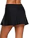 luvamia Women's Black Pleated Swim Skirt Mid Waist Swimsuit Bottom Swimwear Small (Fits US 12 - US 14)