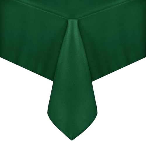Image of sancua Rectangle Tablecloth - 90 x 156 Inch - Stain and Wrinkle Resistant Washable Polyester Table Cloth, Decorative Fabric Table Cover for Dining Tables, Buffet Parties and Christmas, Hunter Green