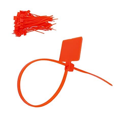 Crapyt Nylon Cable Zip Ties with Lable Tag 6 Inch Red Strong Marker 100 PCS Cord Heavy Duty Plastic Wire Ties Self-Locking Writable Marker Ties Bright Color Reminding Home Indoor/Outdoor