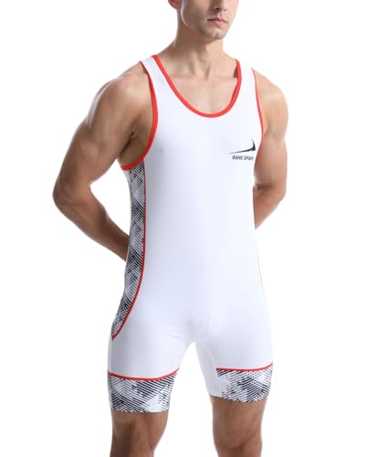 RANE SPORTS Men's Wrestling Singlets Athletic Supporters Tight Slim Fit Sport Bodysuit Sleeveless Active Wrestling Leotard Jumpsuits 0253-1 M