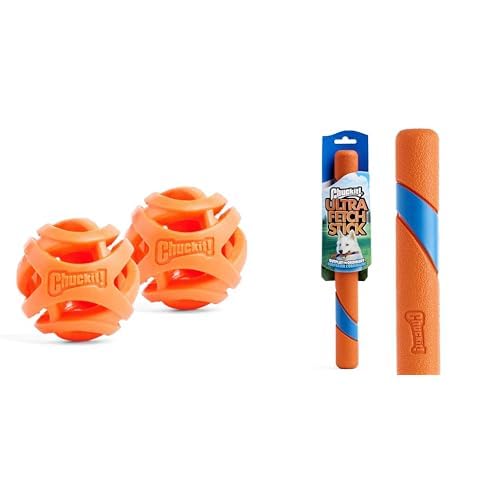 Chuckit Dog Toy Bundle 2 5 Inch Air Fetch Balls Pack of 2 12 Inch Ultra Fetch Stick