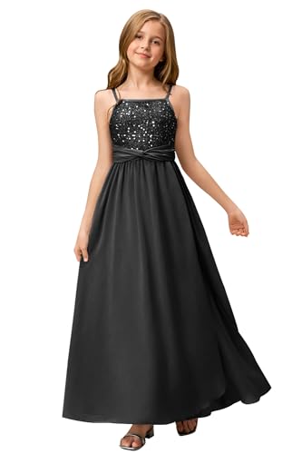 Chiffon Junior Bridesmaid Dress Sequin Flower Girl Dresses for Wedding Pageant Princess Ball Gown