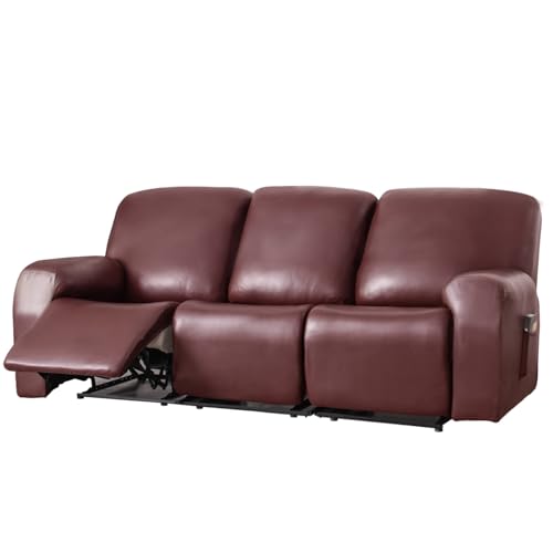 Housse de fauteuil inclinable imperméable en simili cuir 8 pièces pour canapé relax