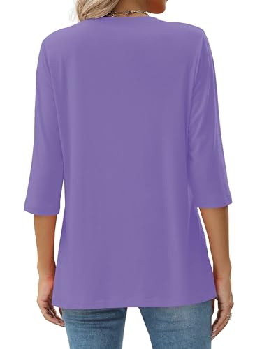 Image of JomeDesign Womens Tops 3 /4 Sleeve Shirts Round Neck Loose Casual Blouses