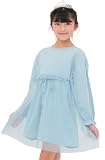 [Bee] ビー チュール切替えワンピース ガールズ 女の子 キッズ ジュニア 重ね着風 リボン セミフォーマル メロウ 無地 春 秋 冬 sbb01761 130cm ライトブルー×キャンディー袖