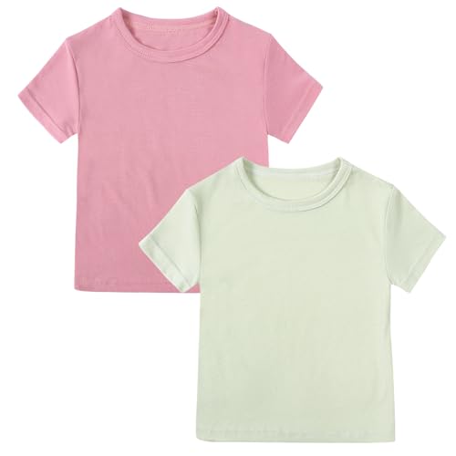 Image of Kids Tales Little Boys Girls Solid Color Short Sleeve Pullover T-Shirt | 12 Months - 4 Years, Round Neck, Solid Color, Short Sleeve, Soft Material, Casual Daily Wear, Sport Wear