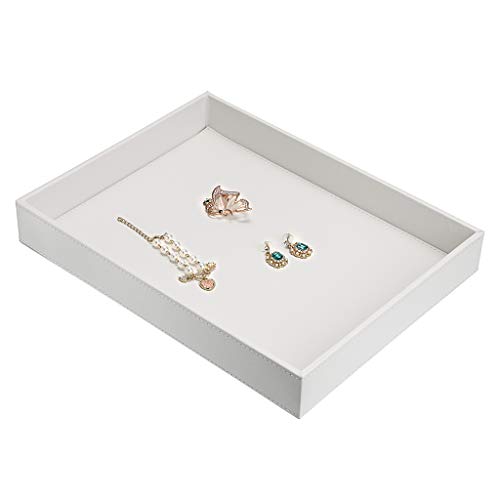 Plateau de service en cuir blanc, plateau à bijoux rectangulaire table basse - 6