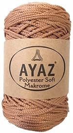 Ayaz Macrame 3mm Craft Cord, Colored Soft Polyester 250 gr 175 m DIY Line, Wall Hanging Rope, Bag, Basket String, Crochet and Knitting Yarn (1221)
