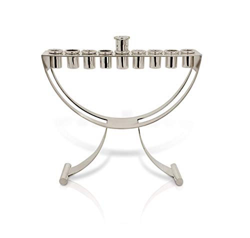 Modern Hanukkah Menorah Contemporary style 925 Sterling silver Modern Judaica