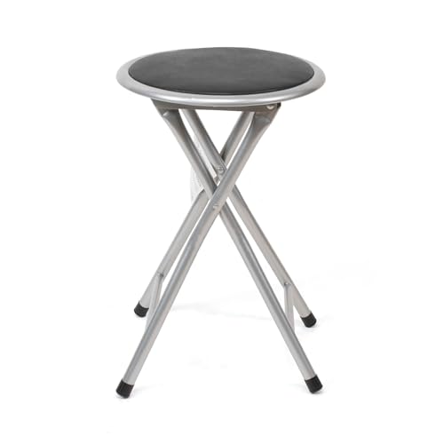 Miniatura 5 de The Secret Home - Taburetes Plegables De Aluminio - Silla De Metal Y Asiento Acolchado - Ideal Para Cocina, Terraza, Cámping, Oficina - Diámetro 30 X Alto 45 Cm 1, Negro, Ø30x45 Cm