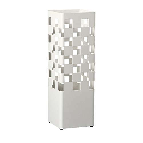 Porte-parapluie moderne blanc en métal avec 4 crochets de rangement