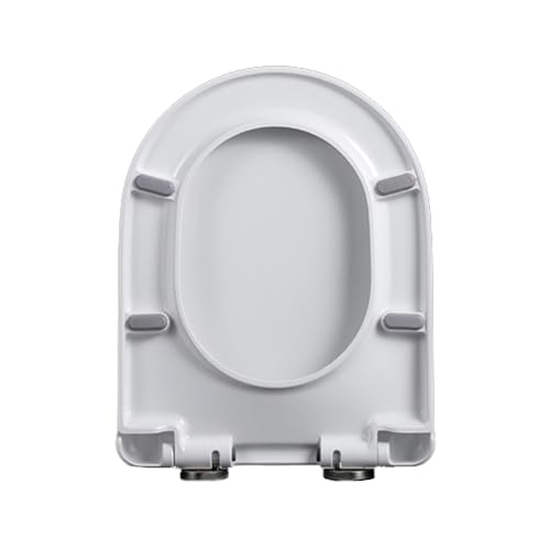 Wttfc Tapa De Inodoro Universal, Asiento De Inodoro Tapa De Inodoro De UF De Fácil Instalación, Tapa WC con Accesorio De Acero Inoxidable, Forma De D,R 37 * 46cm