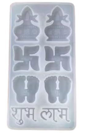 Silicone Casting Mould for Swastik Kalash, Shubh Labh Design, Diwali Pooja Resin Craft-image-34