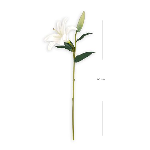 Image of Pure Home + Living White Artificial Tigerlily -(Made of Plastic and fabric) Flowers Sticks for Gifting, Home, Bedroom, Balcony, Living Room,Table Decoration, (Height-65 CM) Pack of 1