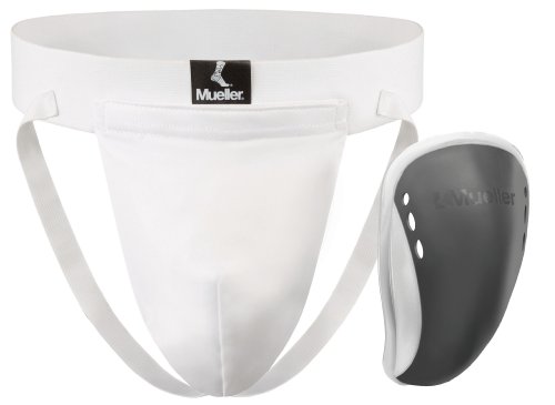 Mueller Athletic Supporter with Flex Shield Cup, White/Gray, Adult XX-Large