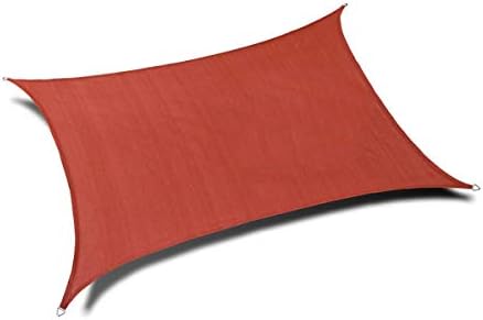 Petra's 20 Ft. X 10 Ft. Rectangle Sun Sail Shade. Durable Woven Outdoor Patio Fabric w/Up to 90% UV Protection. 20x10 Foot. (Terracotta)