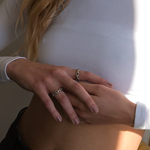 LEMON GRASS Gold Chain Link Ring | Chunky Curb-Link Open Ring | Stackable Thick Chain Simple Open Circle Band Adjustable3