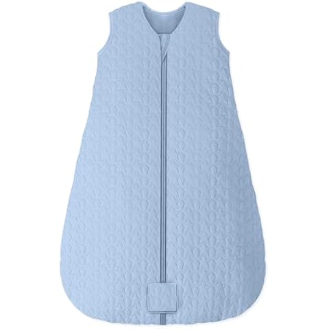 Unnivoll Baby Sleep Sack 6-12 Months TOG 2.5 Winter Baby Wearable Blanket, 100% Cotton Fabric Newborn Infant Sleeping Sack 2-Way Zipper Quilted Baby Sleep Bag, Warm Soft Blue Cover