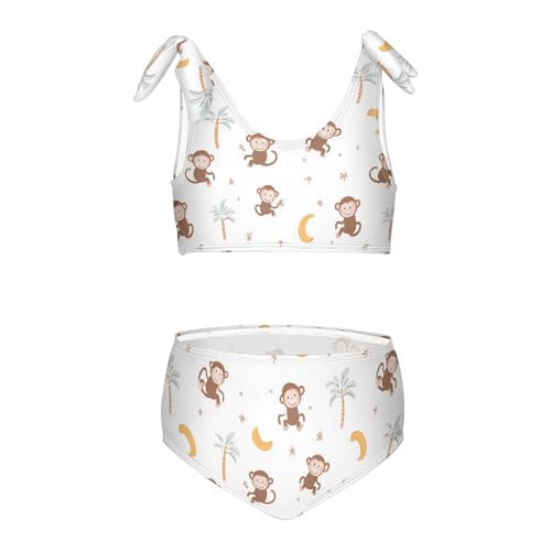 Wusikd Cute Monkey Girls Swimsuits Two Piece Light Brown Swimwear Bikini Set for for Girls Size 3T
