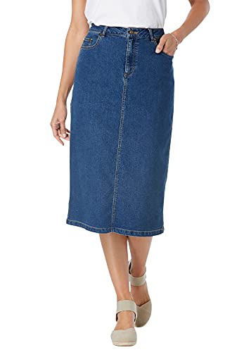 Woman Within Plus Size Womens Plus-Size Stretch Denim Five-Pocket Jeans Skirt