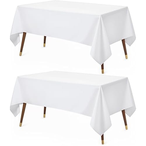 Utopia Kitchen Rectangle Table Cloth 2 Pack [60x102 Inches, White]