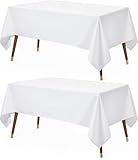 Utopia Kitchen Mantel de Poliéster 152 x 213 cm (Pack de 2, Blanco) Cubierta de Mesa Lavable a Máquina Ideal para Fiestas, Eventos, Bodas y Restaurantes (60 x 84 Pulgadas)