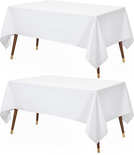 Utopia Kitchen Mantel de Poliéster 152 x 213 cm (Pack de 2, Blanco) Cubierta de Mesa Lavable a Máquina Ideal para Fiestas, Eventos, Bodas y Restaurantes (60 x 84 Pulgadas)