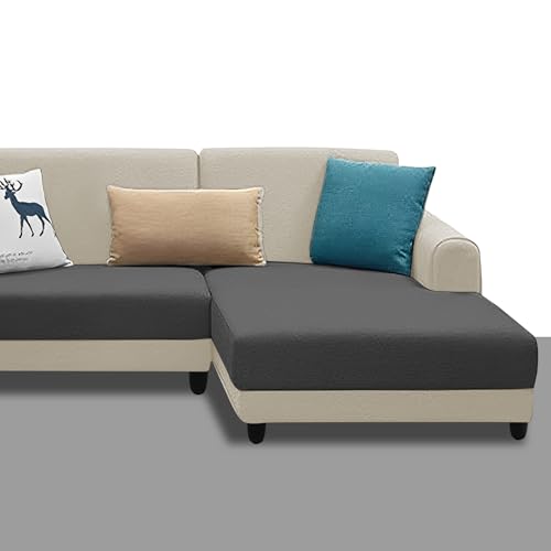 Image of Kraven RHS 4 Seater L Shape Sofa Set for Living Room (Cream Black Fabric) Premium Fabric Sofa