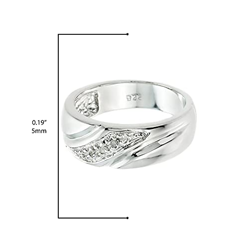 Diamond Accented Sterling Silver Wedding Band